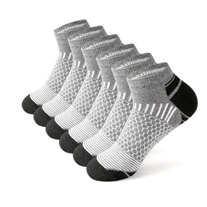 6 pares de meias esportivas curtas masculinas - que absorvem a umidade, respiráveis, meias esportivas para todas as estações
