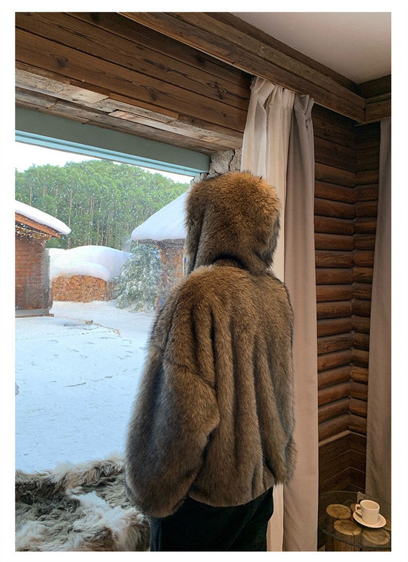 Pi Shuai Coat 2024 Winter Autumn/Winter New Men New Style Fox Imitation Fur Coat Leather Fashion Loose Thick Warm Coat Commuter