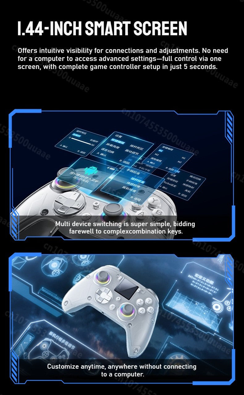 GUSGU G7 1.44-inch Smart Screen Wireless Controller 3 Modes for Switch PS4 IOS Android TV PC Tesla Gamepad, Same Product for X01