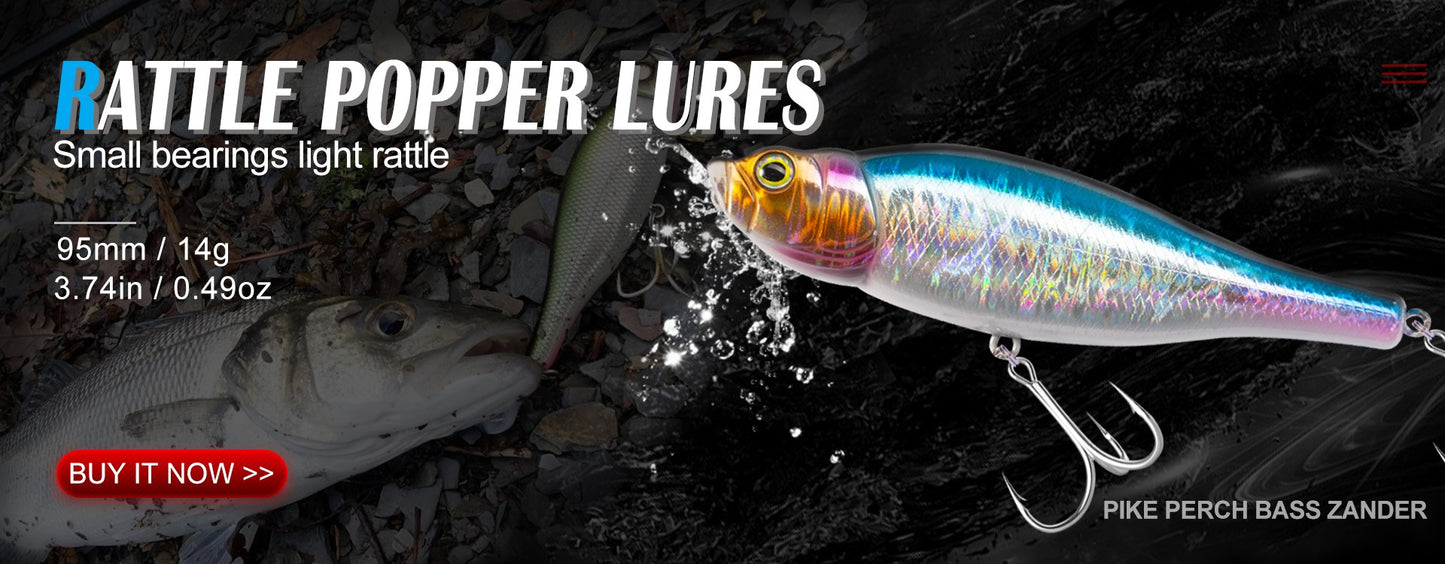 Isca Artificial Hunthouse Topwater Pencil 60/90/100mm 6.4/12.4/18.8g Flutuante de Superfície Iscas Top Water para Robalo e Lúcio