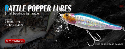Isca Artificial Hunthouse Topwater Pencil 60/90/100mm 6.4/12.4/18.8g Flutuante de Superfície Iscas Top Water para Robalo e Lúcio