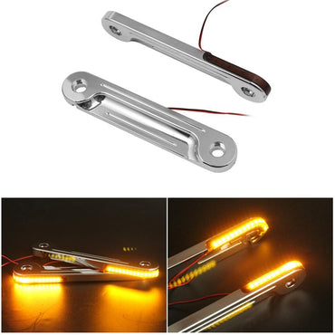 One Pair Motorcycle Aluminum Fork LED Turn Signals Light Flasher Brackets For Harley Road King Electra Street Glide CVO 1998-Up