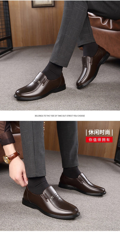 Handmade Genuine Leather Shoes Men Loafers Business Casual Shoes Classic Soft Leather Hombre Breathable Flat Shoes