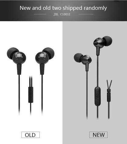 Fone de ouvido intra-auricular com fio JBL C100SI, estéreo para aulas on-line, jogos, com microfone para chamadas, arejado, para uso em laptop e reuniões