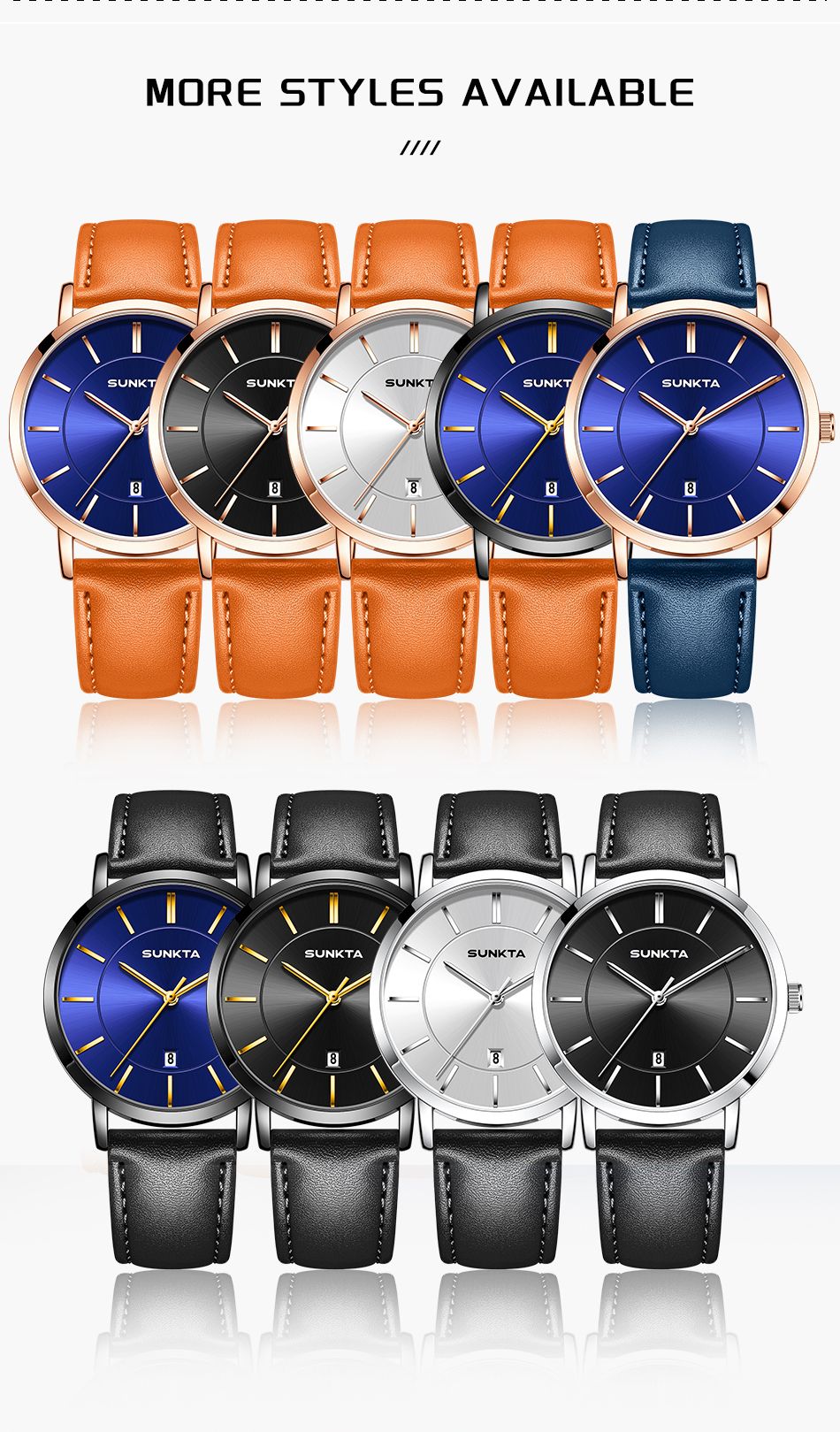 LIGE Sunkta Man Watch Fashion Luxury Waterproof Ultra Thin Date Casual Clock Leather Classic Quartz Watches for Men Reloj Hombre