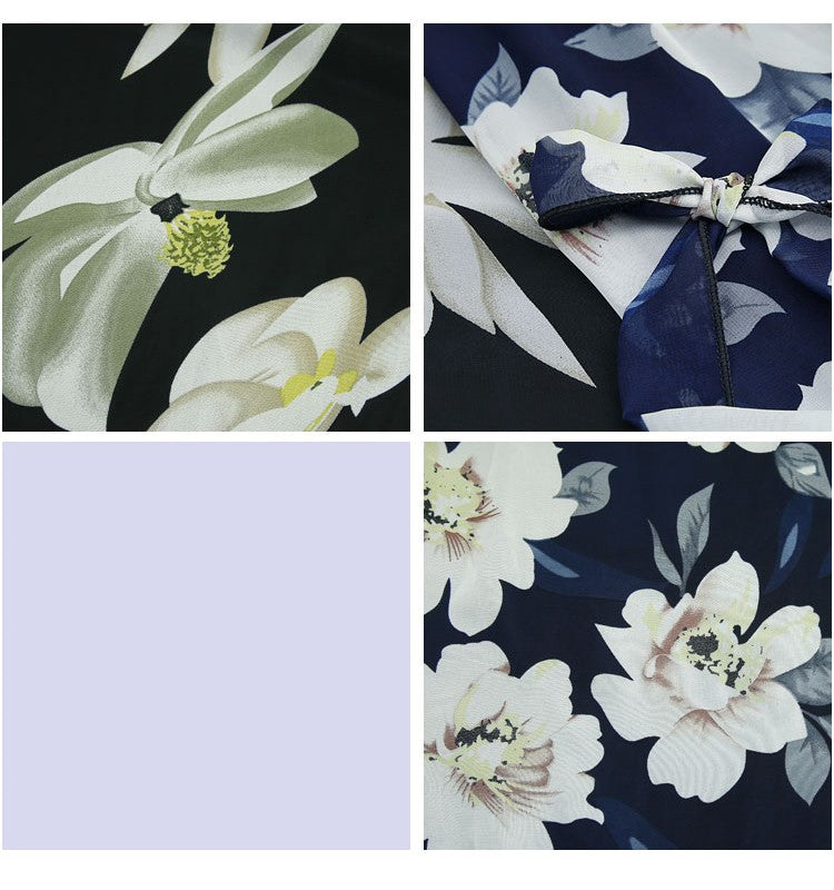 Plus Size Print Floral Skirt Women 2024 Summer Loose Elastic High Waist Chiffon Midi Skirts Lace Up Bow L-5XL Swing Jupe Femme