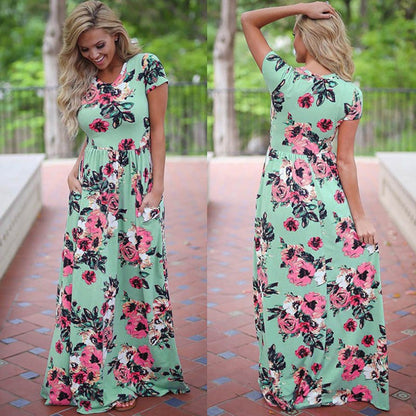 Women Summer Floral Print Maxi  2025 Loose White Boho Beach Dress Women Vintage