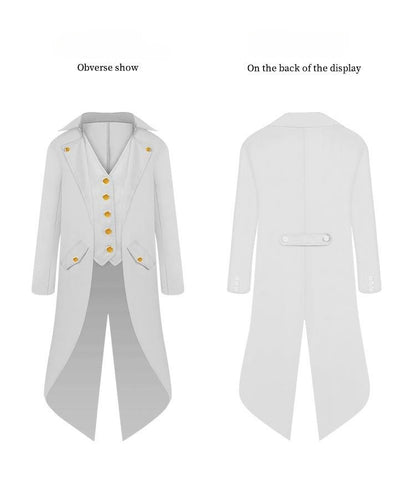 Steampunk Gothic Medieval Tailcoat Cosplay Costume, Tailcoat Jacket & Vest Suit for Adults and Kids, Halloween Role Play Outfit