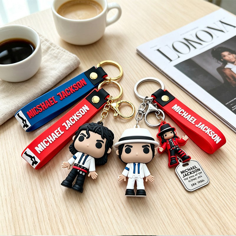 Michael Jackson Keychain Classic Dance King Pendant Key Ring Fashion Singer Key Chain Music Idol Keychain For Home Decoration