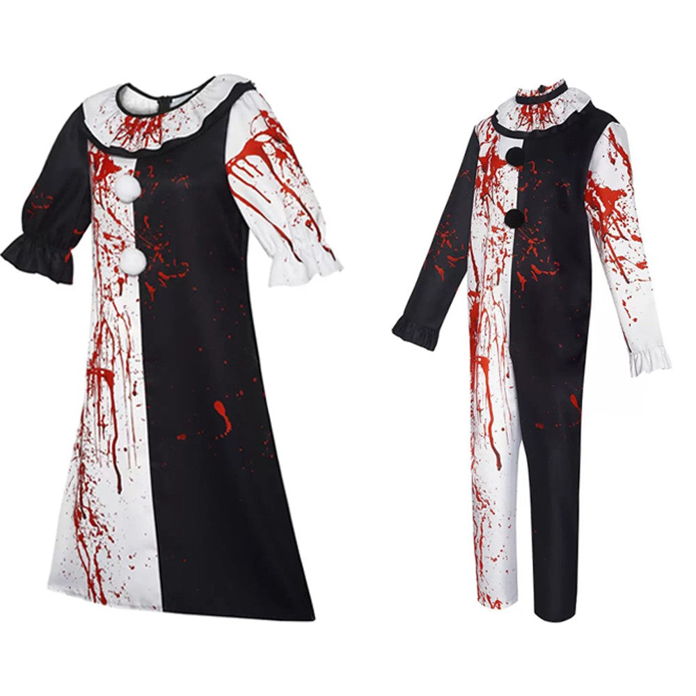 HOT Terrifierr Cosplay Costume 1 Set Female Or Male Horror Carnival Party Skin-Tight Killer Clowns Jumpsuit for HalloweenCostume