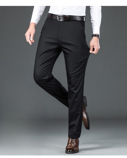 Flannel Thick Men's Casual Pants Navyblue Winter New Fleece Business Stretch Warm Plush Trousers Brand Slim Straight Male Pants