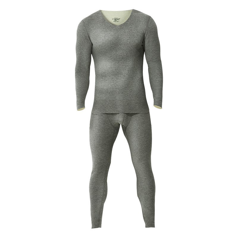 Seamless thermal underwear men's set V-neck thickened and fleece winter winter tight wool base long Johns