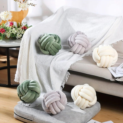 Woven Knotted Ball Pillow Gaming Chair Back Stuffed Cushion Cute Plush Throw Pillow Sofa Decorative Cushion Home Accessories