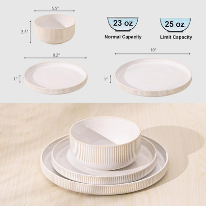 conjuntos de louça de grés para 4, conjunto de pratos e tigelas de cozinha de 12 peças, conjuntos de louça de porcelana com esmalte reativo resistente a arranhões