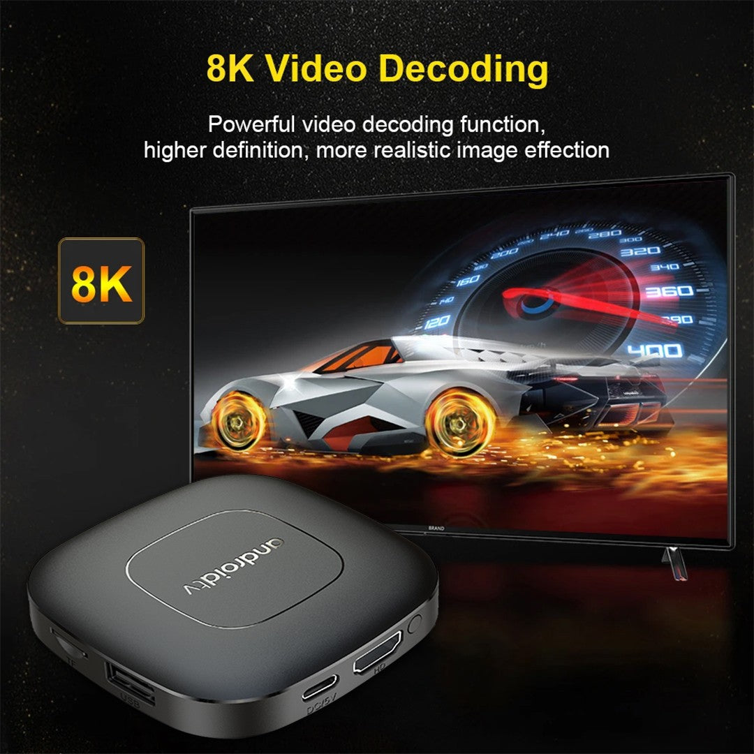Smart TV Box 8GB 128GB Android 14 ATV Allwinner H313 Google Assistente Vídeo 8K 4k HDR10 Media Player T1 Box de TV Super Rápido
