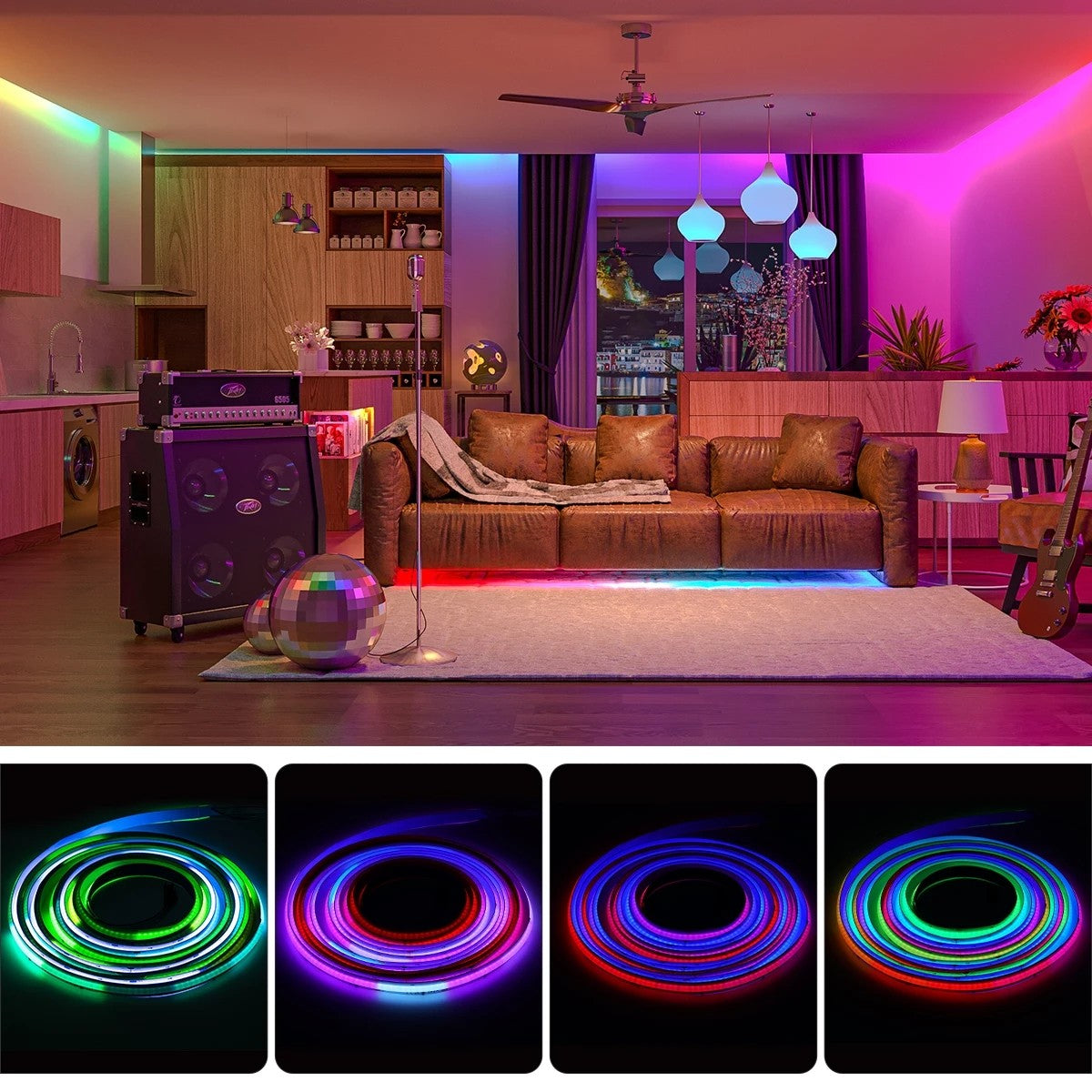 FCOB LED Light Strip Pixel Addressable 630 720 LEDs RGB Dream Full Color 12mm DC12V 24V WS2811 High Density Flexible COB Light