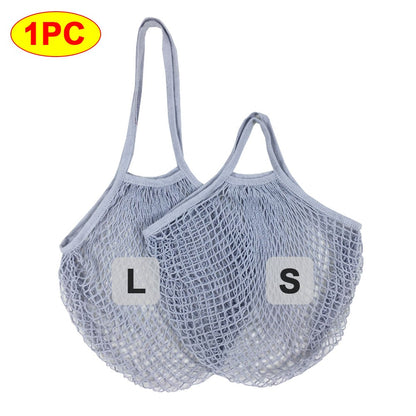 Silicone World 1PC Portable Reusable Grocery Mesh Bag Cotton Shopping Mesh Bags Handheld Shoulder Back Fruit Vegetable Net Bag