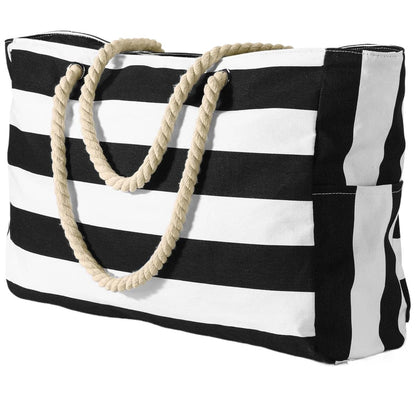 Large Capacity Stripe Tote Bag convenient Foldable Beach Bag?Shopping Bag Storage Bag?Perfect for Travel & Beach Play