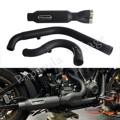 Motorcycle 2-into-1 Exhaust Pipe Muffler For Harley M8 Softail Low Rider S ST Fat Street Bob Standard Slim Deluxe FXLR 2018-2025
