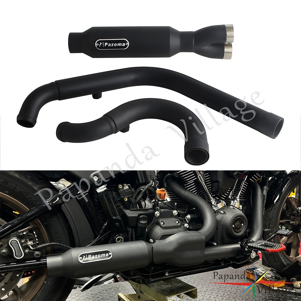 Motorcycle 2-into-1 Exhaust Pipe Muffler For Harley M8 Softail Low Rider S ST Fat Street Bob Standard Slim Deluxe FXLR 2018-2025