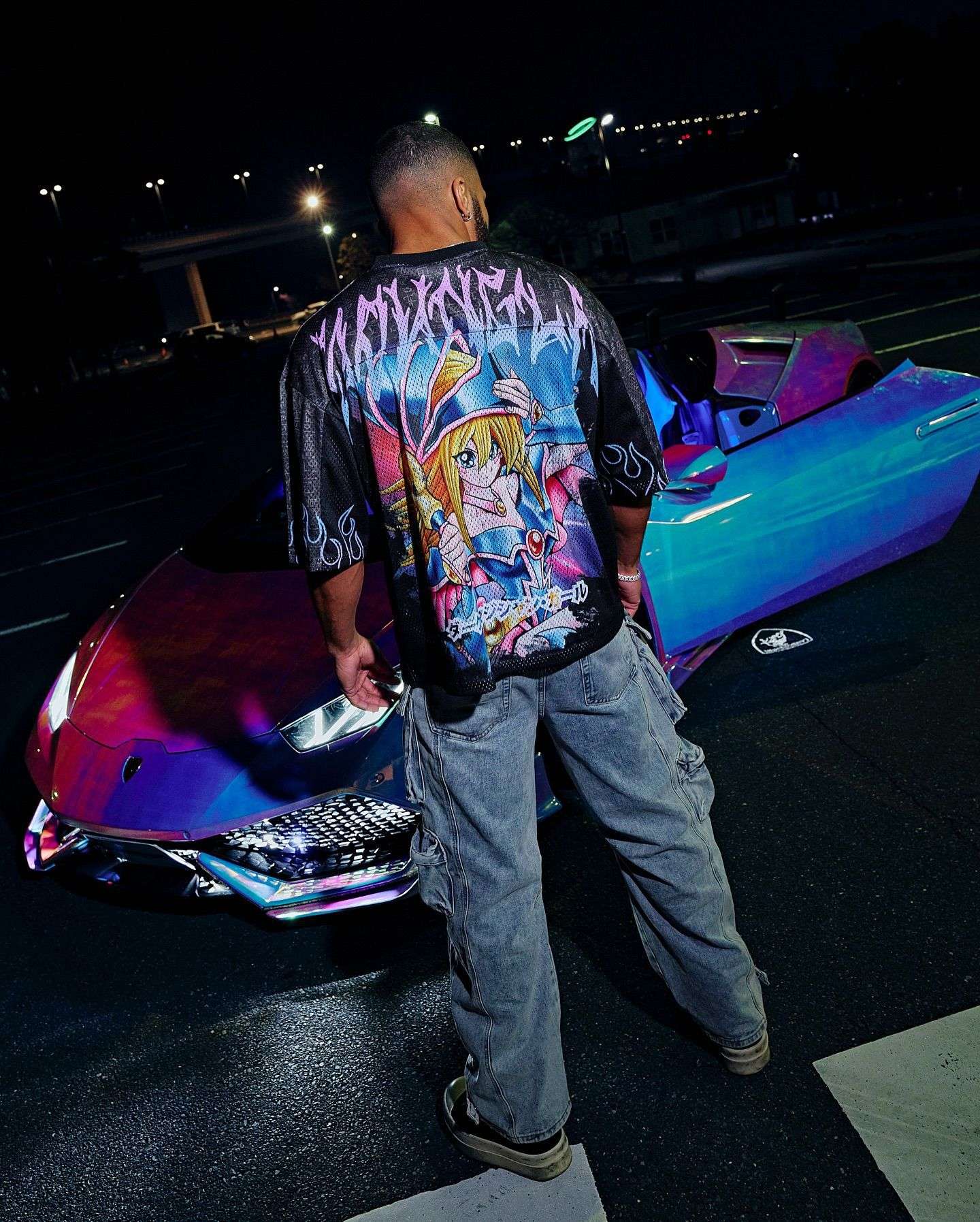 Young American oversized T-shirt summer new casual sports fitness quick drying breathable printed large mesh short sleeved shirt