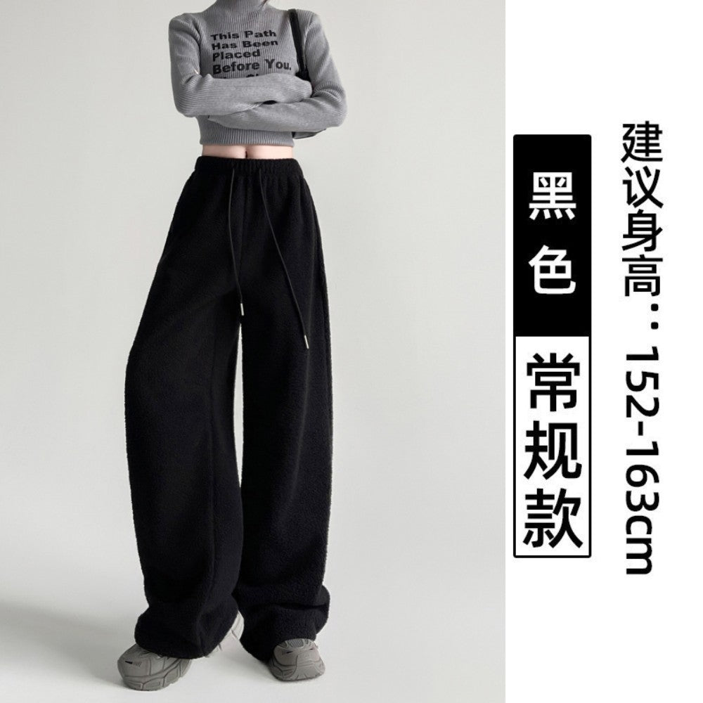 2025 New Winter Velvet Thick Pants Men Warm Straight Casual Pants Streetwear Loose Wide Leg Pants Thicken Lamb Wool Trousers