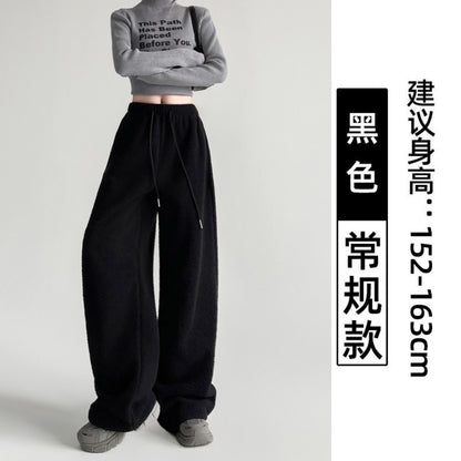 2025 New Winter Velvet Thick Pants Men Warm Straight Casual Pants Streetwear Loose Wide Leg Pants Thicken Lamb Wool Trousers