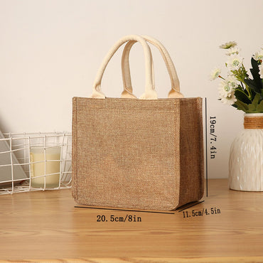 Solid color imitation linen women's handbag large capacity reusable eco-friendly shopping bag waterproof lining portable travel