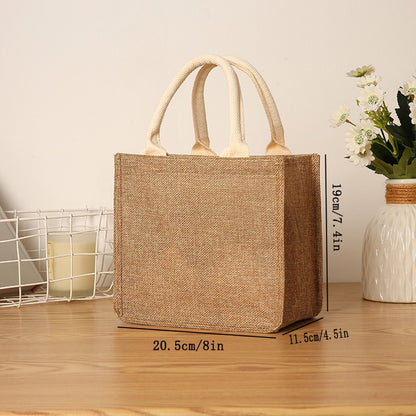 Solid color imitation linen women's handbag large capacity reusable eco-friendly shopping bag waterproof lining portable travel