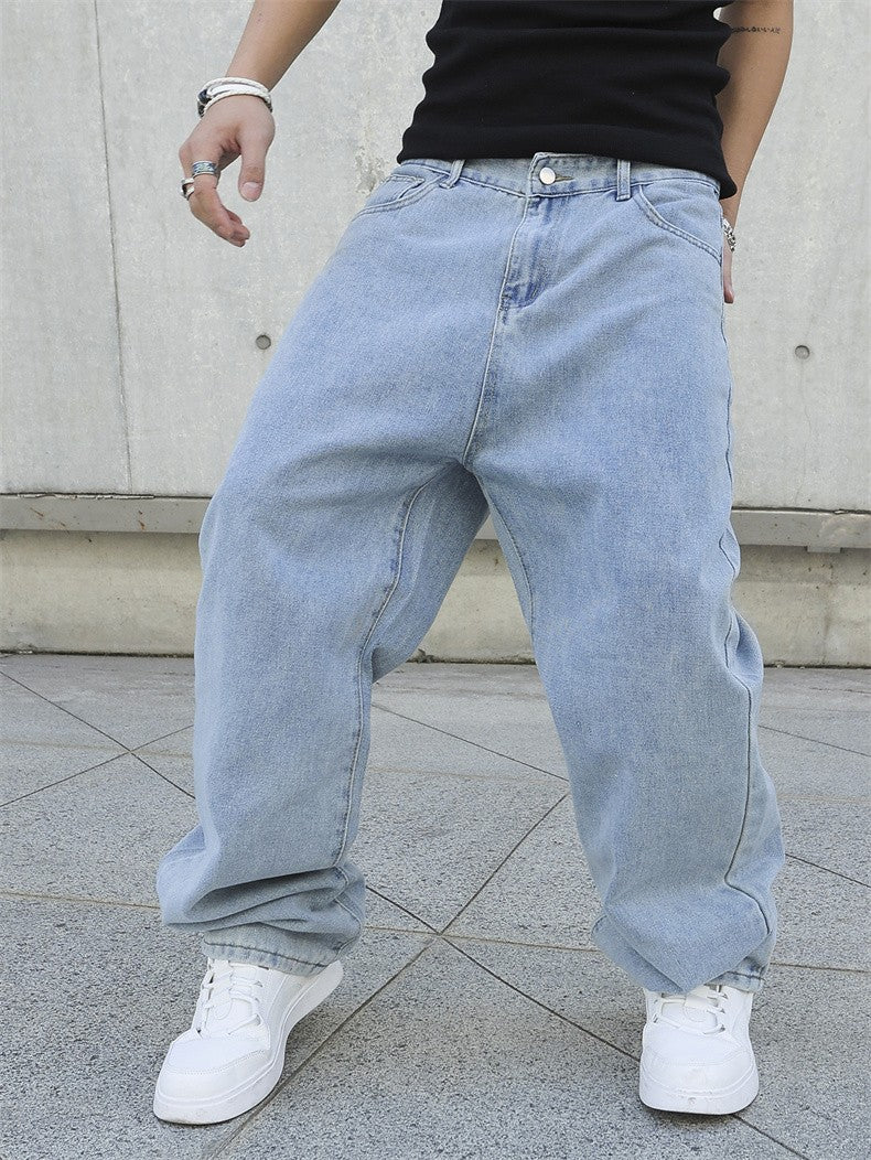 Spring Autumn Men Baggy Jeans Oversize Straight Loose Casual Denim Trousers Solid Color Streetwear Fashion Y2k Wide Leg Pants
