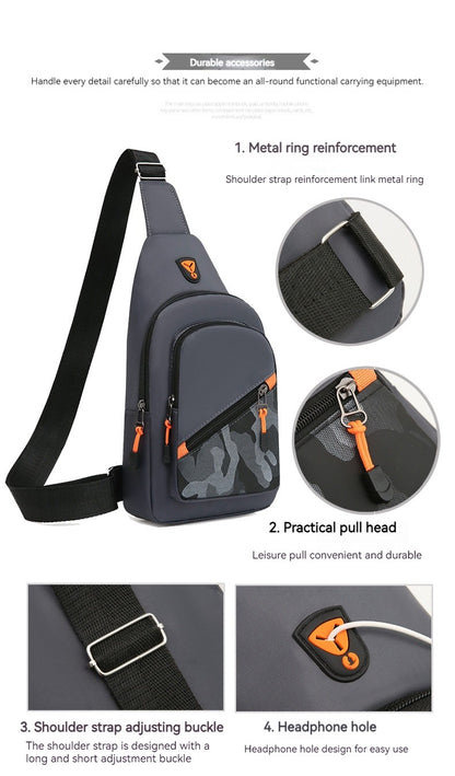 Rilibegan Nylon Men's Chest Bag 2023 New Portable Casual Shoulder Bag Trendy and Unique Design Crossbody Bag