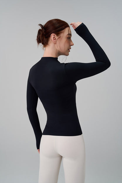 SOISOU 5 Colors Half-High Collar Slim Fit Yoga Top Women's Pilates Pullover Sports Long Sleeve High Elastic Fitness T Shirt