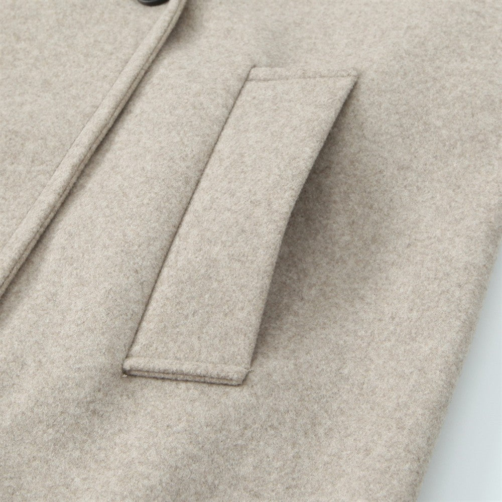 PB&ZA2024 Winter New Women's Fashion Simple Loose Warm Collar Soft Long Double breasted Woolen Coat Coat