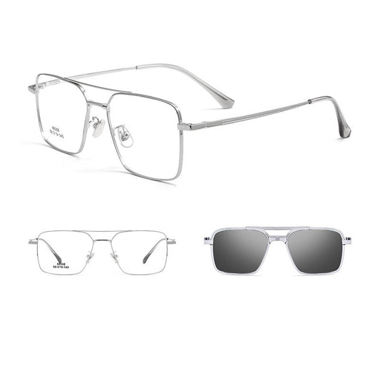 Men Classic Polarized Clip On Sunglasses Pilot Double Beam Titanium Alloy Glasses Frame Optical Retro Sunshades Eyewear