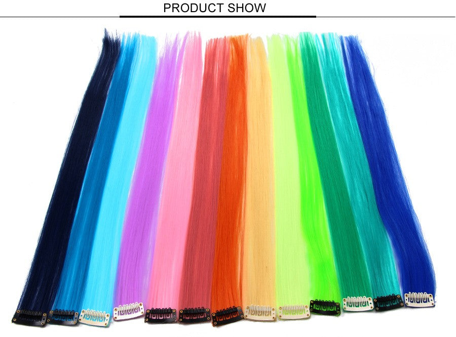 Apliques Sintéticos Presilha de Uma Peça Extensões de Cabelo Arco-Íris Cabelo Sintético Liso Peças de Cabelo de 45cm Longo Ombré Rosa Roxo Vermelho Azul