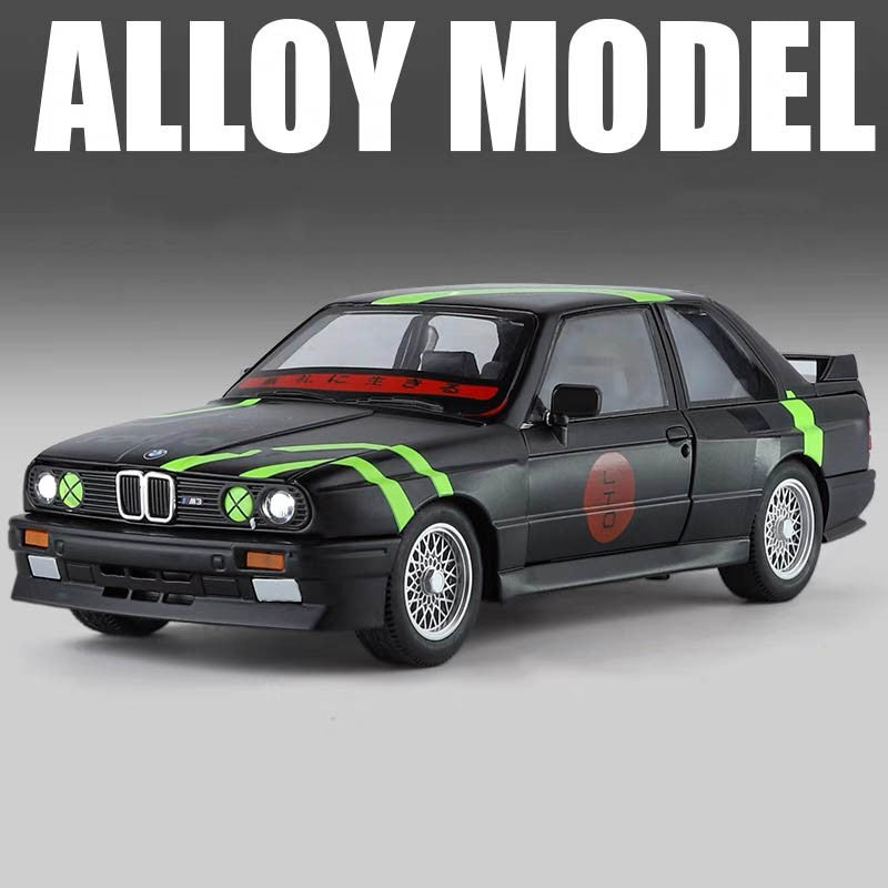 1:24 1988 BMW E30 M3 IM Liga Escala Modelo Carro Diecast Miniatura de Metal Carro Som?Luz Coleção de Carros Clássicos Brinquedo Infantil Veículo