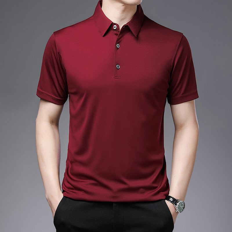 2024 Men's New Solid Color Business Casual POLO Shirt Summer Fashion Casual Short Sleeve Comfortable and Breathable Top