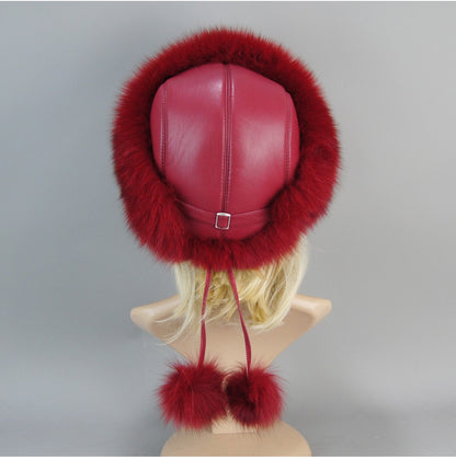 Nova Touca de Luxo de Inverno 100% Pelo de Raposa Natural Toucas de Pelo de Raposa Real de Qualidade para Mulheres Toucas de Pelo de Raposa Genuíno para Meninas