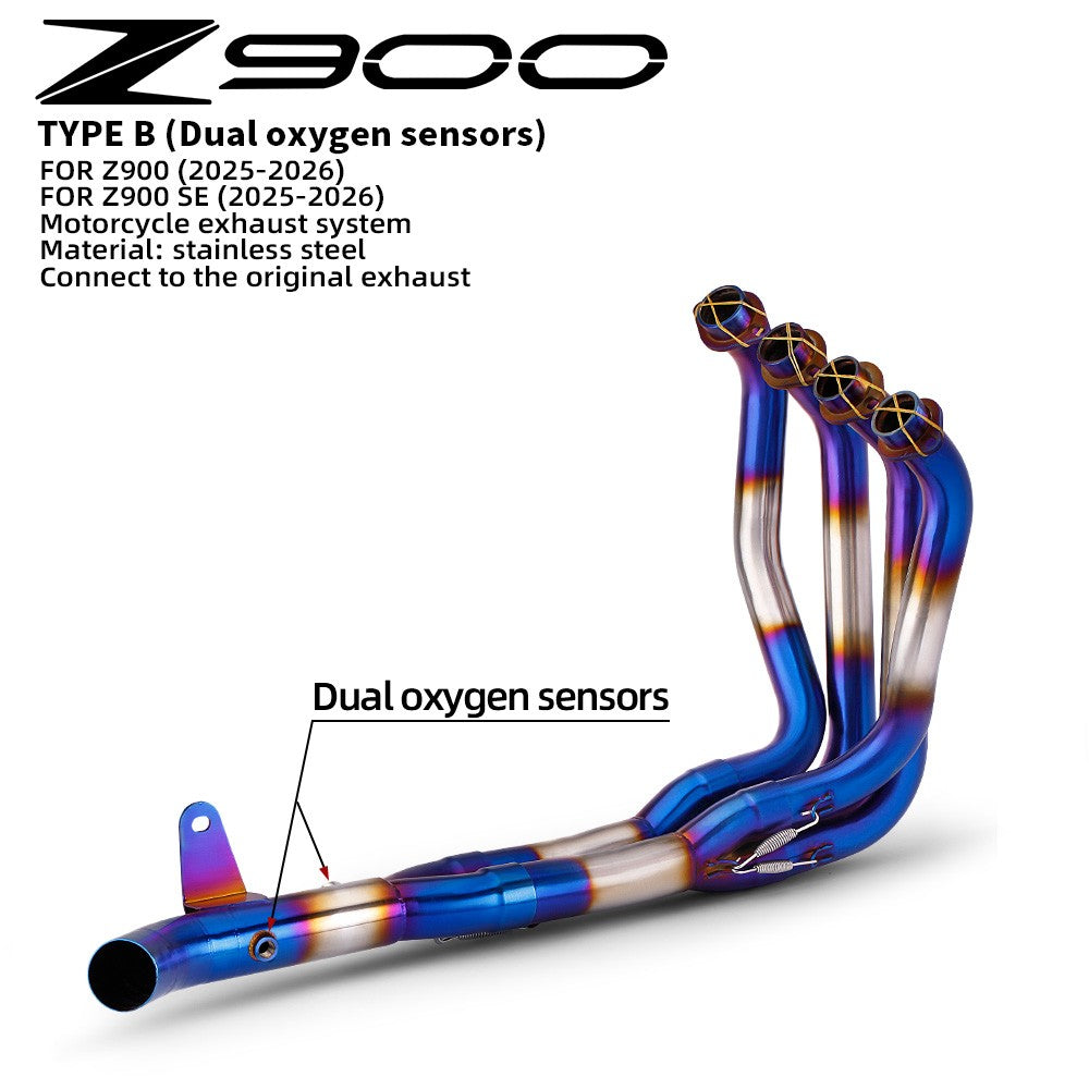 For Z900 Ninja 900 (2025-2026 Z900-SEstainless steel 2 oxygen sensor front exhaust, connected to the original car exhaust system