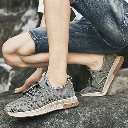 Sapatos Masculinos Casuais de Couro Genuíno para Exteriores Marca de Sapatos Masculinos para Escalada Caminhada Viagem Sapatilhas Respiráveis Masculinas Calçados de Verão