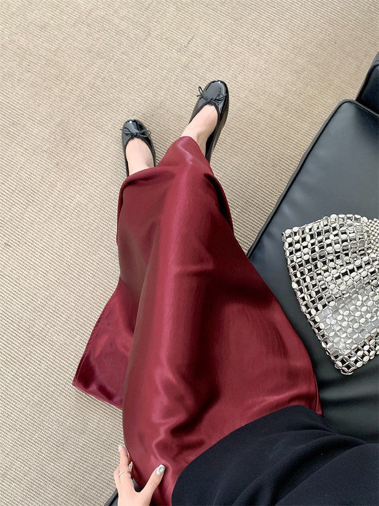 Plus Size Satin Half-Body Skirt Female 2026 Spring New Korean Fashion Temperament Elegant Solid Casual A-line Skirts