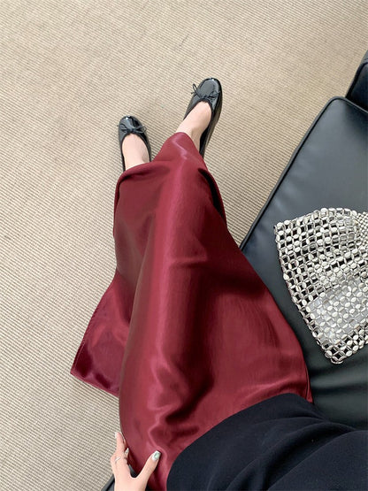 Plus Size Satin Half-Body Skirt Female 2026 Spring New Korean Fashion Temperament Elegant Solid Casual A-line Skirts