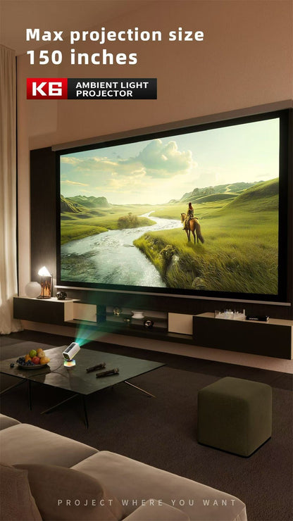 Novo Projetor Inteligente K6 Yuntai Portátil 1080P4K Projetor de Home Theater e Escritório com Bluetooth Sem Fio e Função K Song
