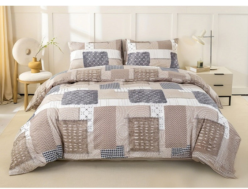 Conjunto de capa de edredom com estampa de retalhos chique de 3 peças, conjunto de cama macio e delicado para a pele inclui 1 capa de edredom e 2 fronhas