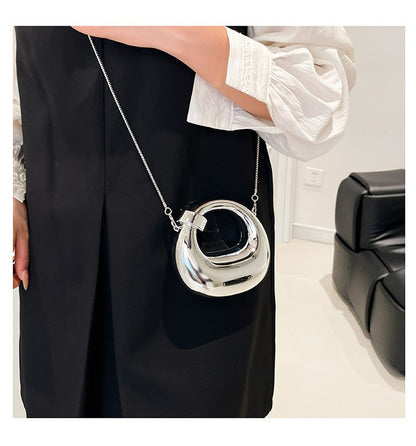 Fashion Crescent Mini Acrylic Chain Evening Bag for Women, Shoulder and Crossbody Bag