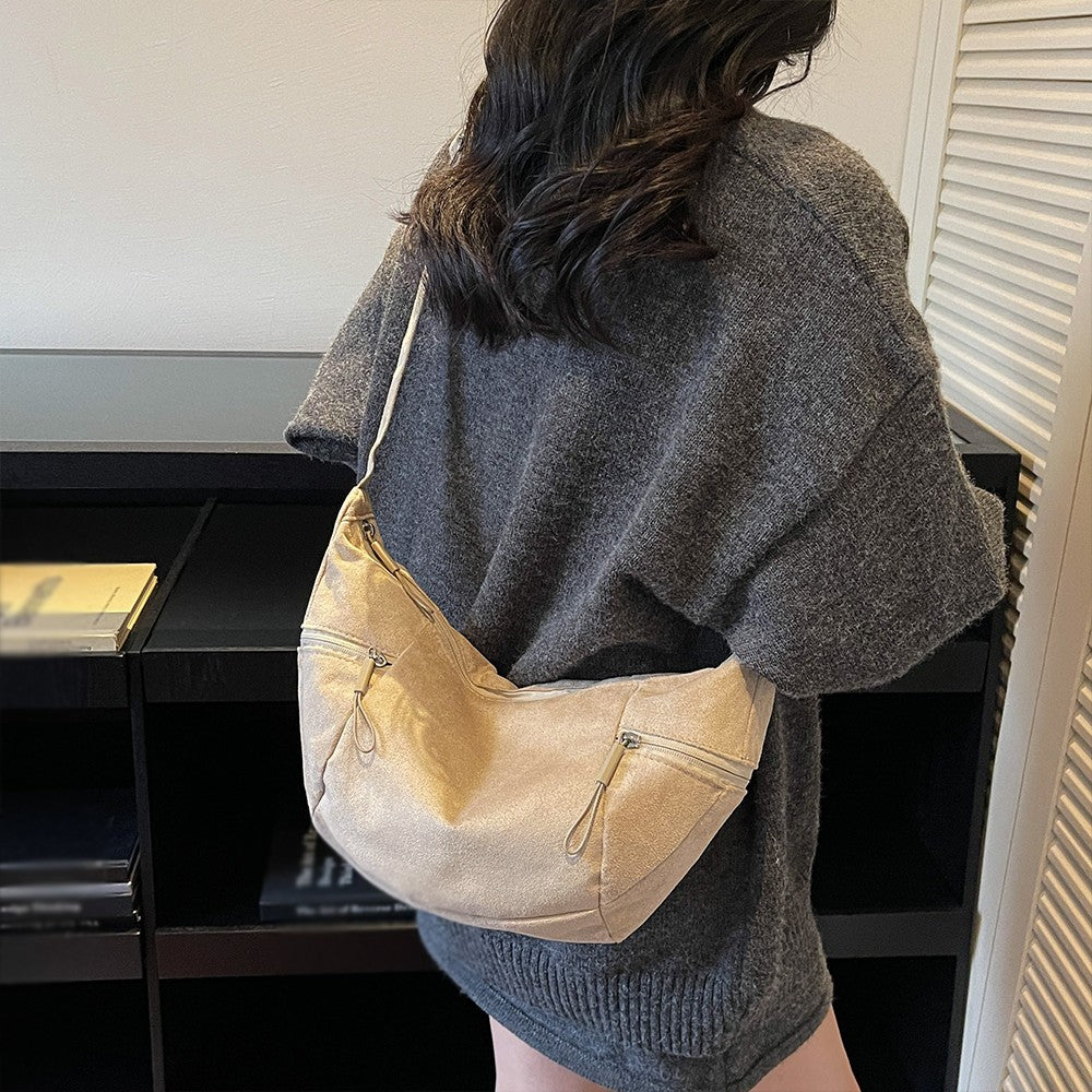 Imitation Suede Bag, New Crossbody Bag, Women's Bag, High-End Feel, Shoulder Bag, Large Capacity Commuting Dumpling Bag