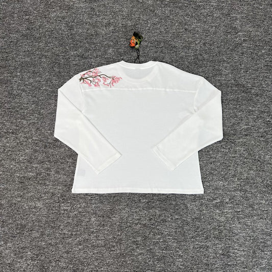 Waffle Long Sleeve Embroidery Sakura Derschutze Blossom T Shirt Men Women Casual Loose High Quality Breathe T-shirt Clothes