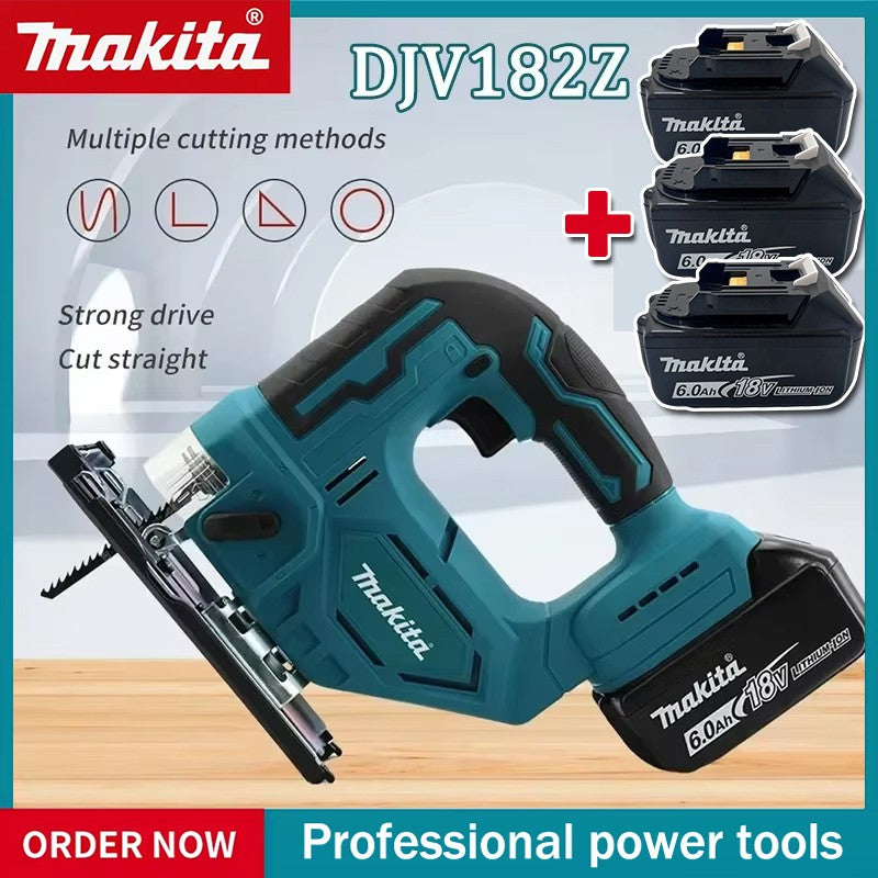 Serra tico-tico elétrica recarregável a bateria de lítio Makita DJV182Z 18V, serra curva para marcenaria, serra multifuncional para corte