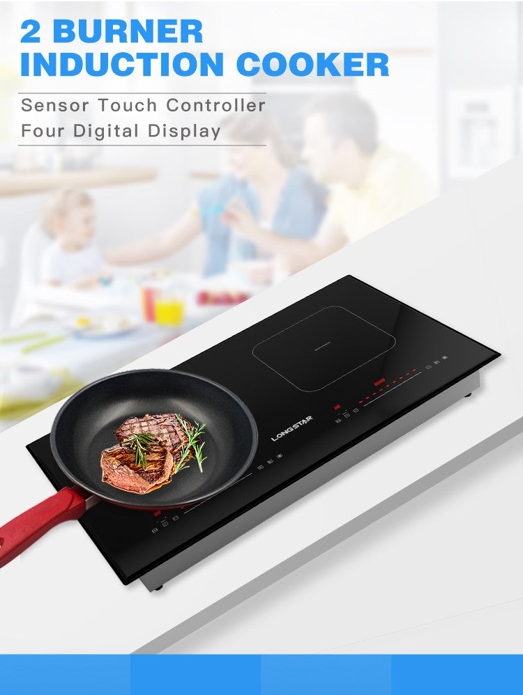 Factory 2025 New kitchen electric hob with Invisible Control Area double induction cooker ceramic plate 4400W induction cooker