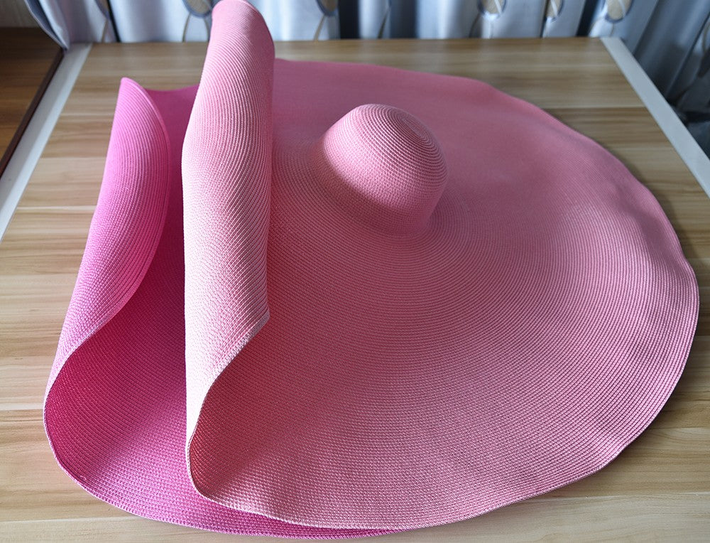 Big Beach Sun Straw Hat 30 40cm Brim 80 100cm Diameter Women Round Protect Travel Holiday Caps Foldable Super Large Straw Hat